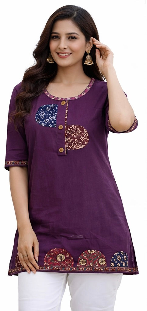 Stylish Short Cotton Kurti with Gujarati Touch