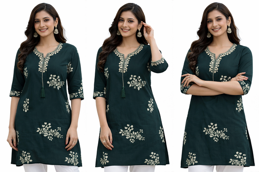 Stylish Short Cotton Kurti with Gujarati Touch