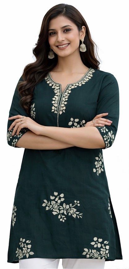 Stylish Short Cotton Kurti with Gujarati Touch