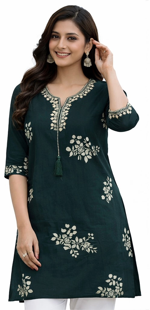 Stylish Short Cotton Kurti with Gujarati Touch