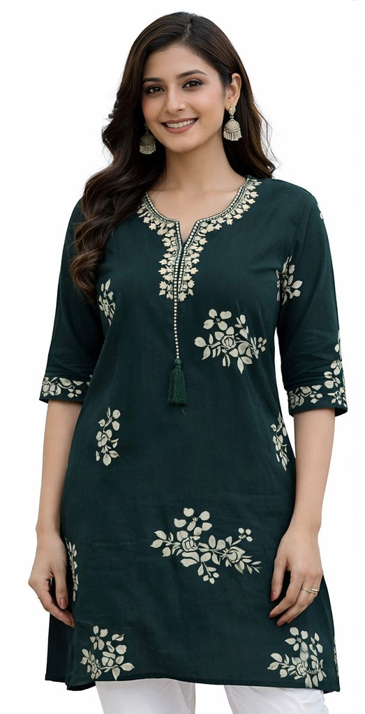 Stylish Short Cotton Kurti with Gujarati Touch