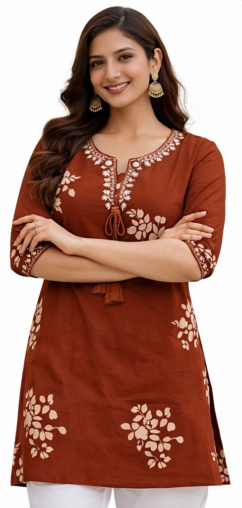 Stylish Short Cotton Kurti with Gujarati Touch