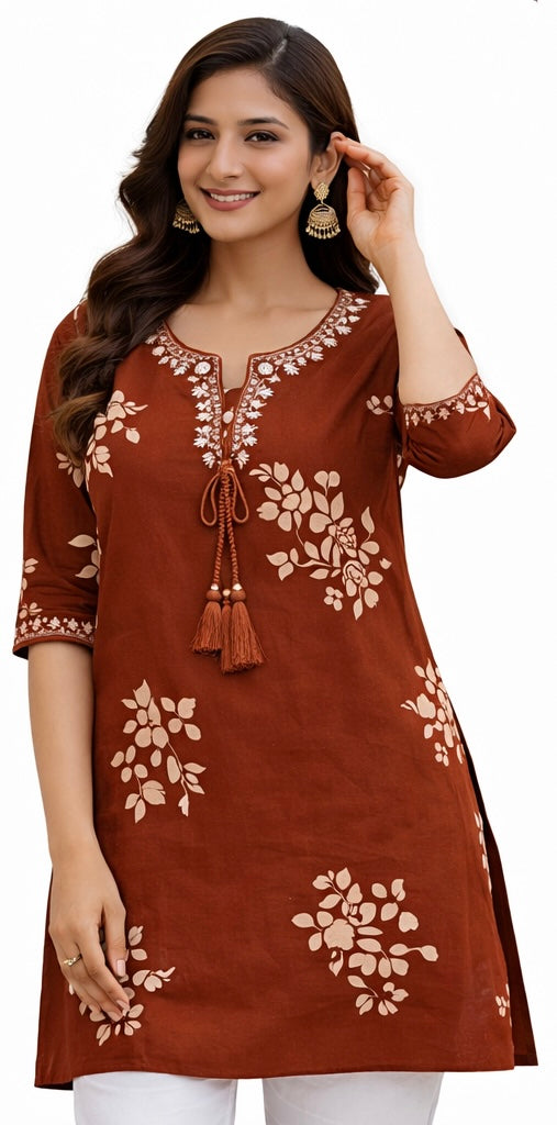 Stylish Short Cotton Kurti with Gujarati Touch