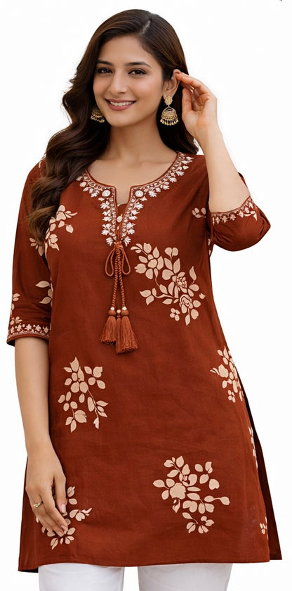 Stylish Short Cotton Kurti with Gujarati Touch