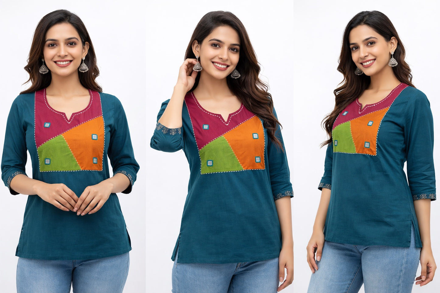 Stylish Short Cotton Kurti with Gujarati Touch