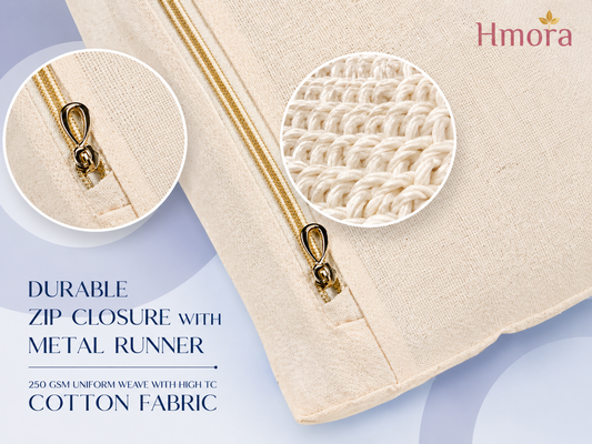 HMORA Cotton Saree Bags/Covers For Storage (Set Of - 12) Big Size Single (16 X 14 Inches) With Zip Closure For Clothes Bags And Wardrobe Organizer With Transparent Mesh Window, Beige