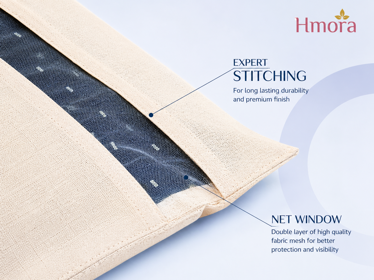 HMORA Cotton Saree Bags/Covers For Storage (Set Of - 12) Big Size Single (16 X 14 Inches) With Zip Closure For Clothes Bags And Wardrobe Organizer With Transparent Mesh Window, Beige