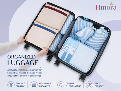 HMORA Cotton Saree Bags/Covers For Storage (Set Of - 12) Big Size Single (16 X 14 Inches) With Zip Closure For Clothes Bags And Wardrobe Organizer With Transparent Mesh Window, Beige