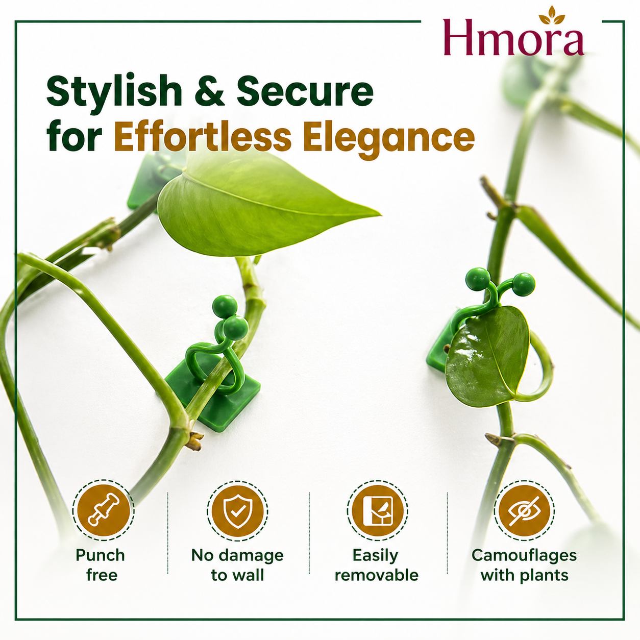HMORA Plant Climbing Wall Clips, with Self-Adhesive, Money Plant Support Clips, Vine Plants Fixing Clips, Invisible Hook Plant Clips for Climbers, Clips, Key Holder, Wires, Ropes