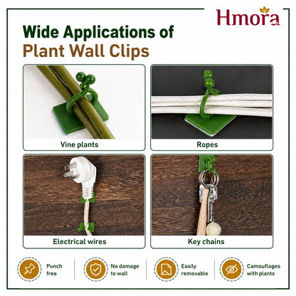 HMORA Plant Climbing Wall Clips, with Self-Adhesive, Money Plant Support Clips, Vine Plants Fixing Clips, Invisible Hook Plant Clips for Climbers, Clips, Key Holder, Wires, Ropes
