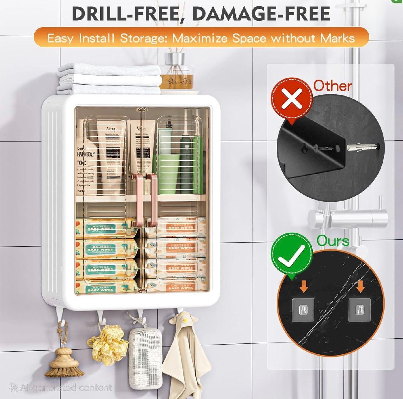 Wall Mounted Storage Cabinet For Kitchen & Bathroom