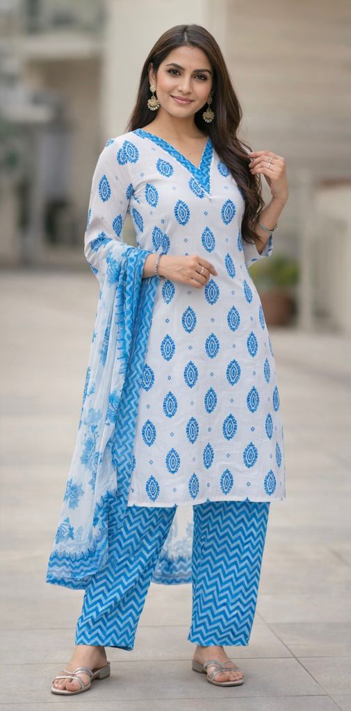 Premium Pure Cotton Handcrafted 3-Piece Women’s Suit Set