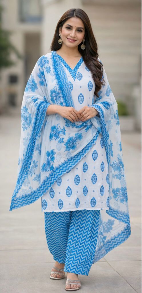 Premium Pure Cotton Handcrafted 3-Piece Women’s Suit Set