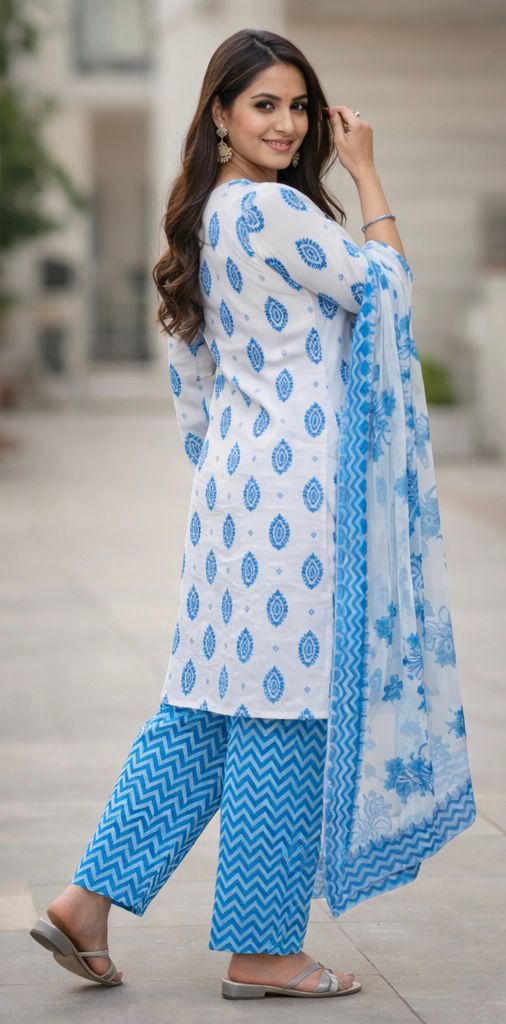 Premium Pure Cotton Handcrafted 3-Piece Women’s Suit Set