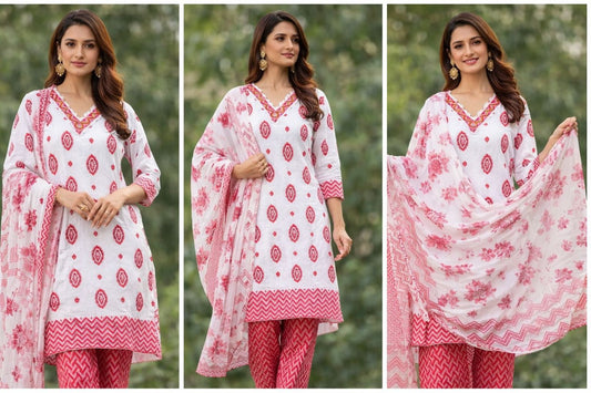 Premium Pure Cotton Handcrafted 3-Piece Women’s Suit Set