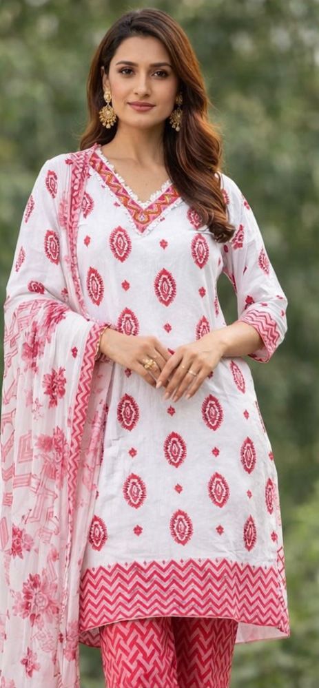 Premium Pure Cotton Handcrafted 3-Piece Women’s Suit Set