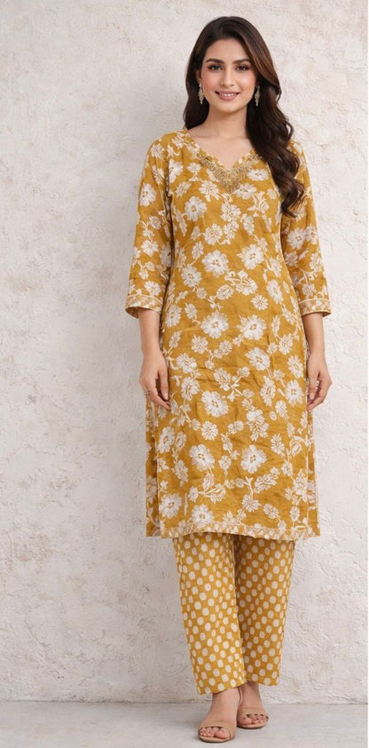 Premium Pure Vertical Cotton 3-Piece Suit with Handwork