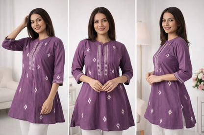 Premium Dhaboo Cotton Short Kurti with Elegant Stitch Work