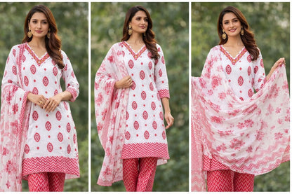 Premium Pure Cotton Handcrafted 3-Piece Women’s Suit Set