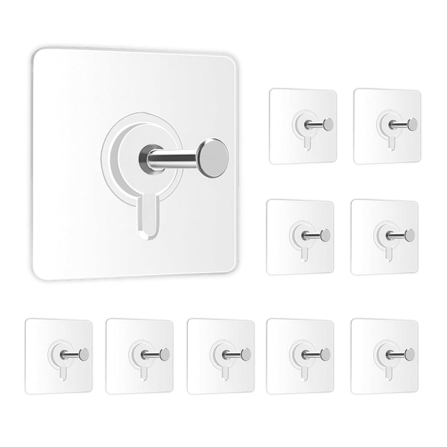 Hmora Photo Frame Hooks for Wall Without Drilling, Self Adhesive Hooks for Wall Heavy Duty Strong Nail Free for Hanging Photo Frame (Hanging Hook, Transparent) Stainless Steel