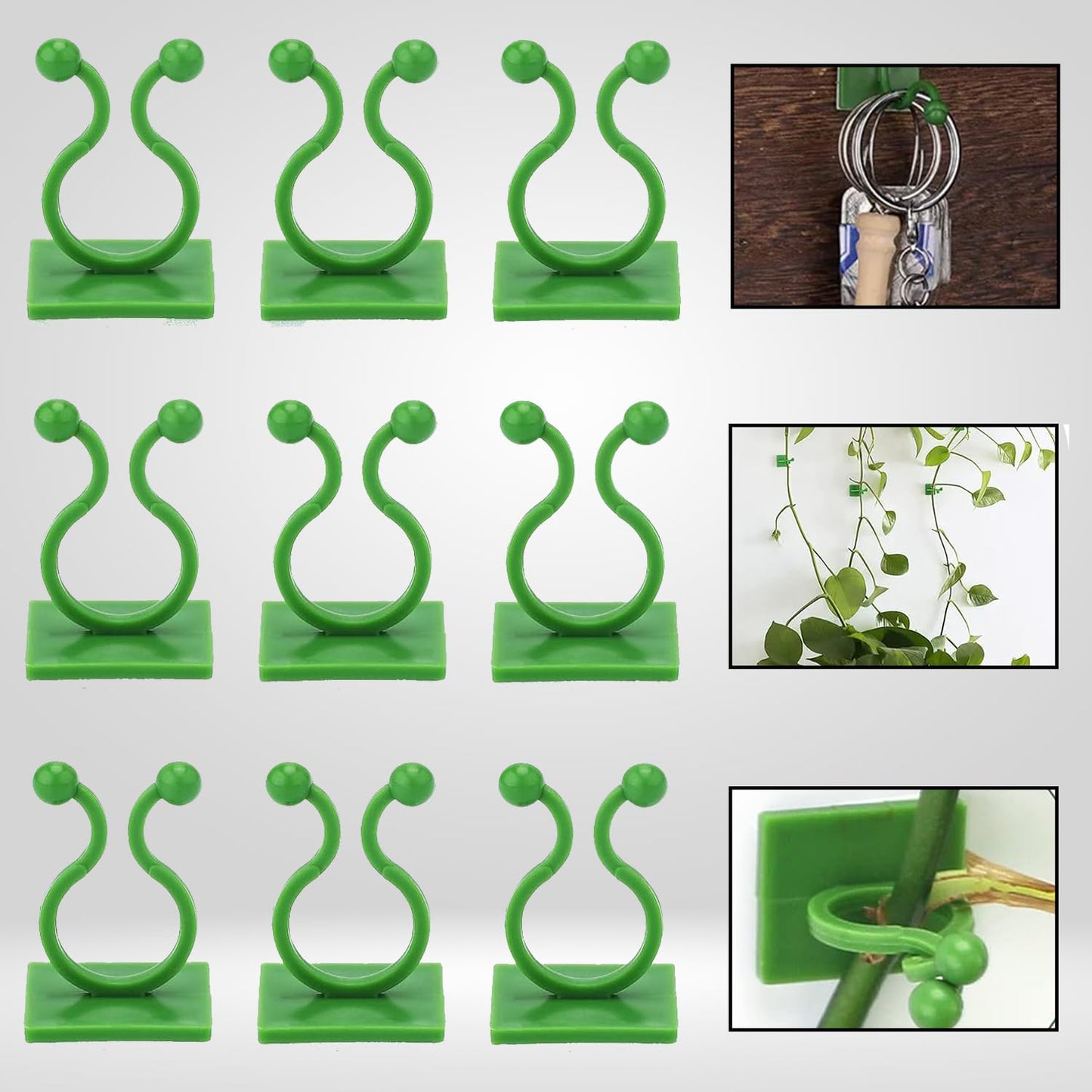 HMORA Plant Climbing Wall Clips, with Self-Adhesive, Money Plant Support Clips, Vine Plants Fixing Clips, Invisible Hook Plant Clips for Climbers, Clips, Key Holder, Wires, Ropes
