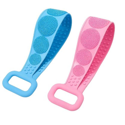 Hmora Silicone Back Scrubber Belt for Bath | Large Exfoliating Body Scrubbers for Men & Women | Dual-Sided, Stretchable, Quick-Dry | Reusable Shower Belt for Deep Cleaning