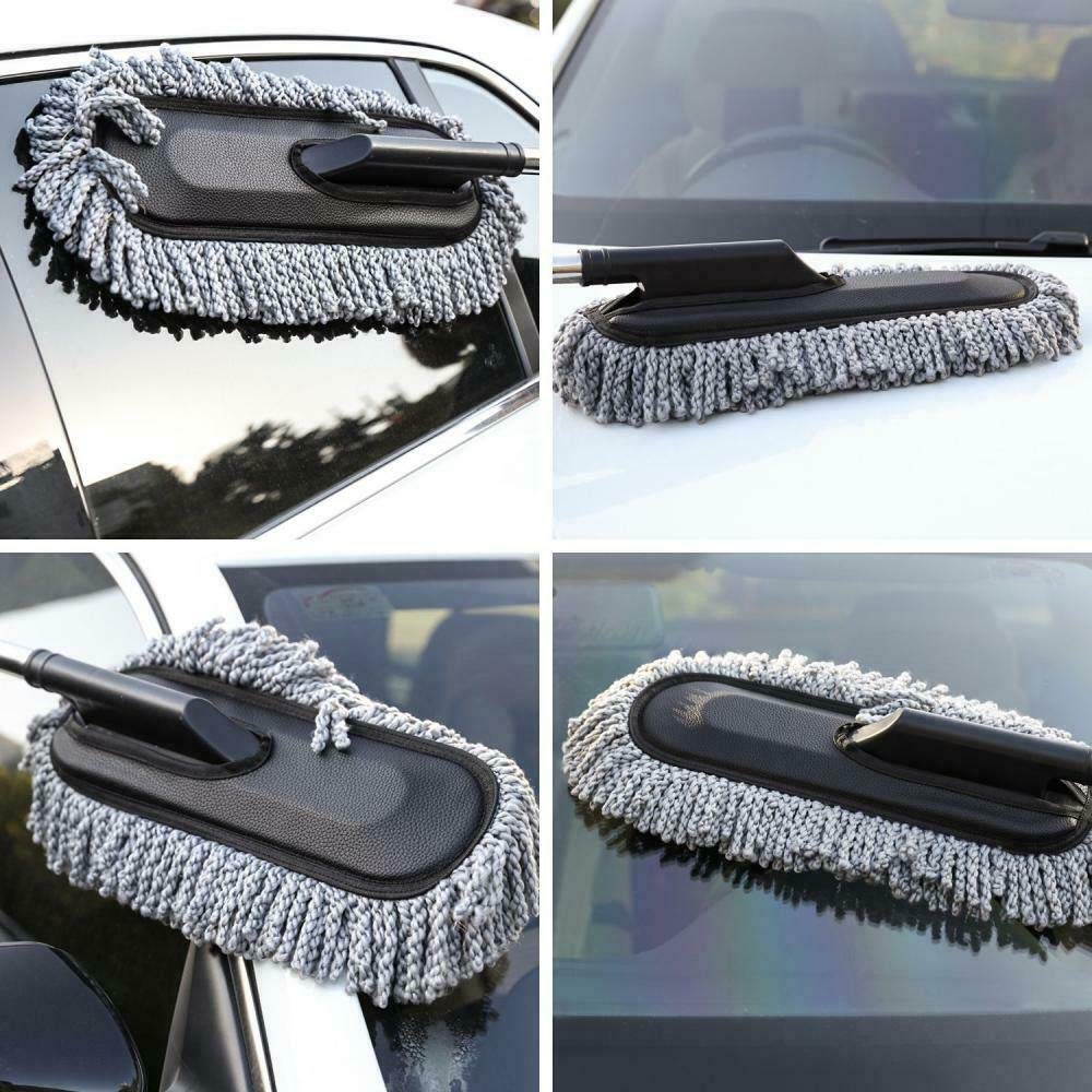Microfiber Flexible Duster for Car Wash | Scratch & Lint-Free Auto Detailing Tool | Expandable Handle, 2X Better Cleaning | Multi-Purpose Wet & Dry Cleaning for Cars, Home, and Kitchen