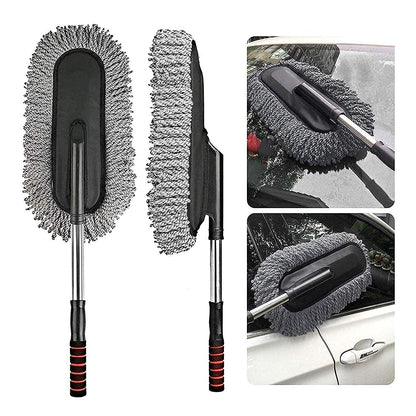 Microfiber Flexible Duster for Car Wash | Scratch & Lint-Free Auto Detailing Tool | Expandable Handle, 2X Better Cleaning | Multi-Purpose Wet & Dry Cleaning for Cars, Home, and Kitchen