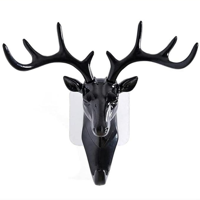 Deer Key Holder, Creative Deer Head Traceless Wall Hook, 3D Plastic Wall Hanging Hook for Keys, Small Accessories, Home Organization (Pack of 1)