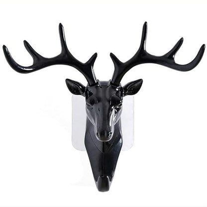 Deer Key Holder, Creative Deer Head Traceless Wall Hook, 3D Plastic Wall Hanging Hook for Keys, Small Accessories, Home Organization (Pack of 1)