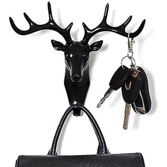 Deer Key Holder, Creative Deer Head Traceless Wall Hook, 3D Plastic Wall Hanging Hook for Keys, Small Accessories, Home Organization (Pack of 1)