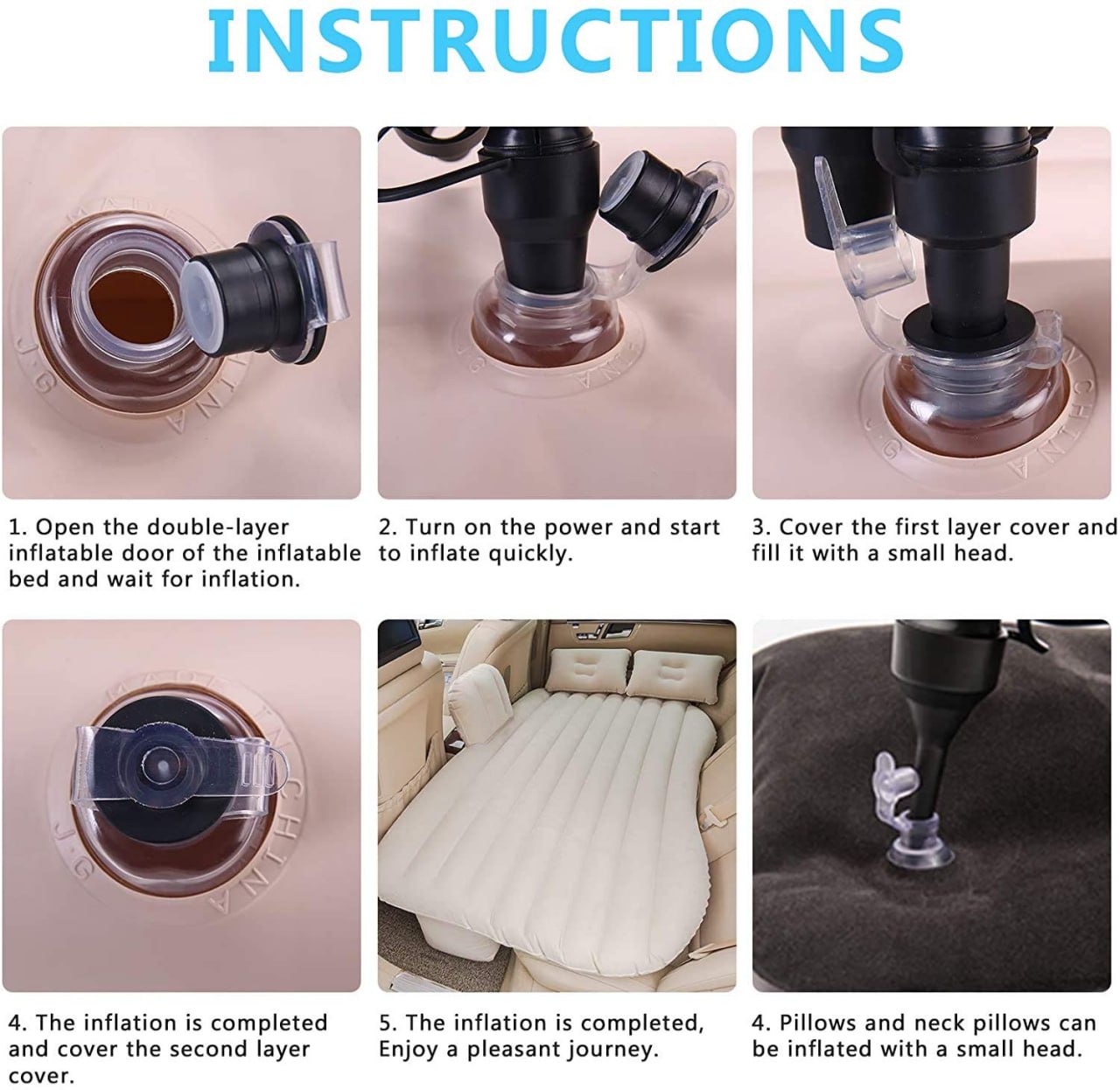 Premium Car Inflatable Bed with Pump & 2 Air Pillows