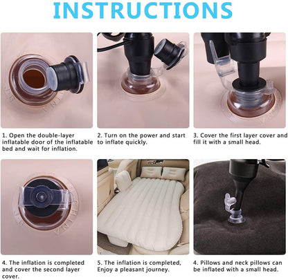 Premium Car Inflatable Bed with Pump & 2 Air Pillows