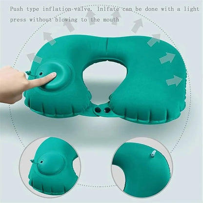 Portable Inflatable Neck Pillow – U-Shaped Travel Pillow with Built-in Air Pump