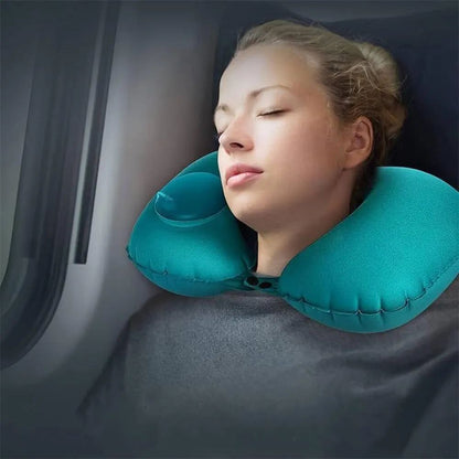 Portable Inflatable Neck Pillow – U-Shaped Travel Pillow with Built-in Air Pump