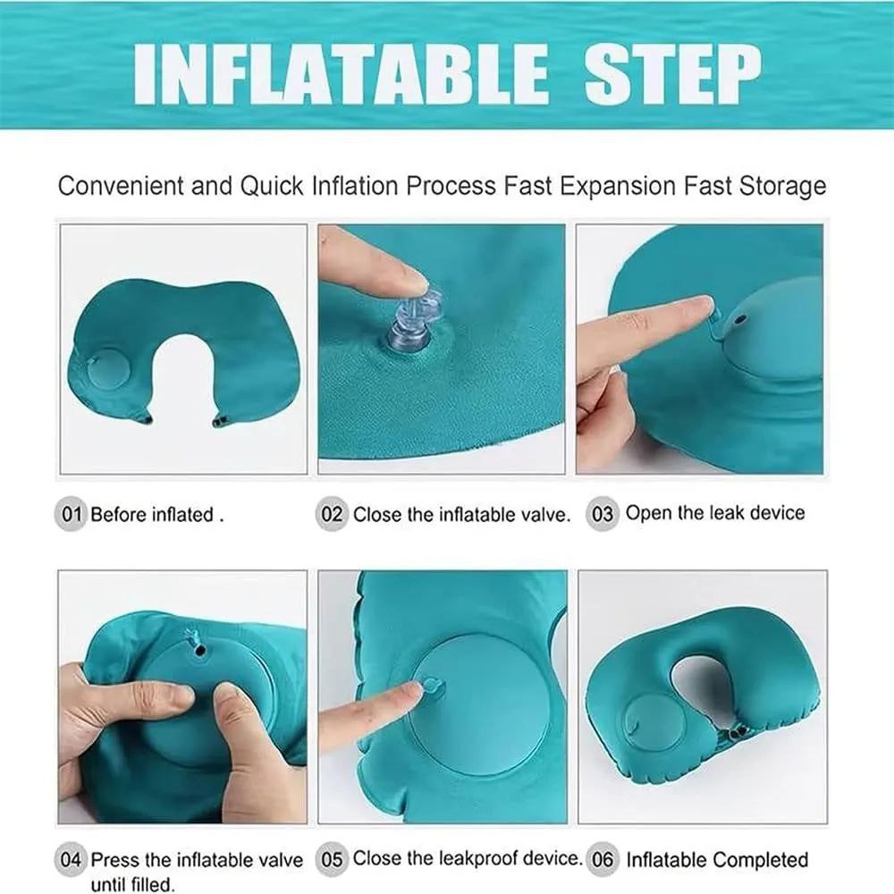 Portable Inflatable Neck Pillow – U-Shaped Travel Pillow with Built-in Air Pump