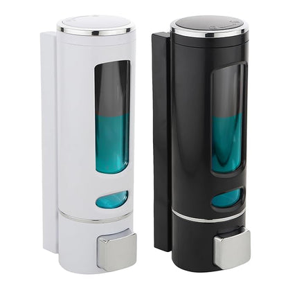 Wall Mounted Shampoo Sanitizer Lotion Hand Dish Wash Gel Liquid Soap Dispenser for Bathroom Kitchen (400 Ml, White & Black)