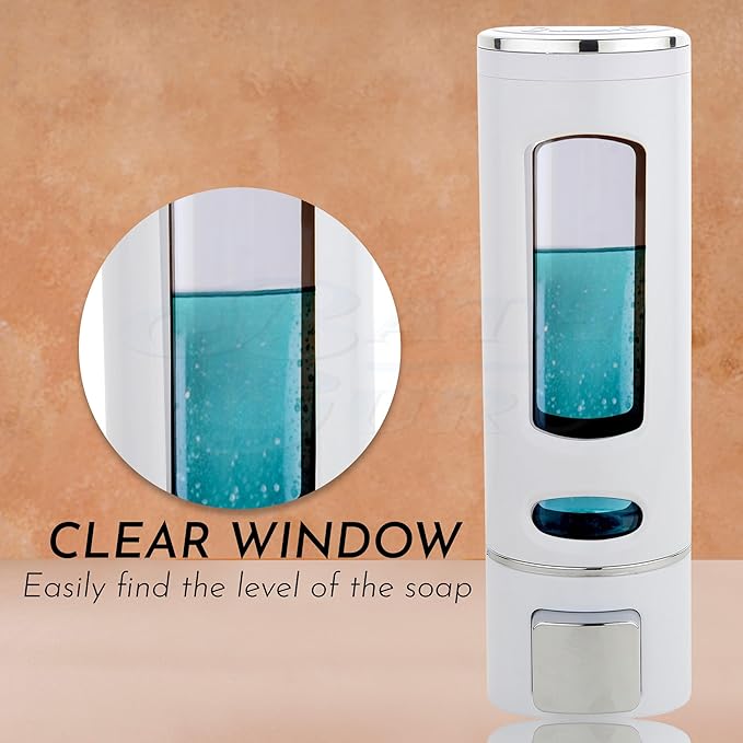 Wall Mounted Shampoo Sanitizer Lotion Hand Dish Wash Gel Liquid Soap Dispenser for Bathroom Kitchen (400 Ml, White & Black)