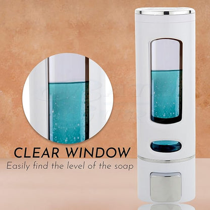 Wall Mounted Shampoo Sanitizer Lotion Hand Dish Wash Gel Liquid Soap Dispenser for Bathroom Kitchen (400 Ml, White & Black)