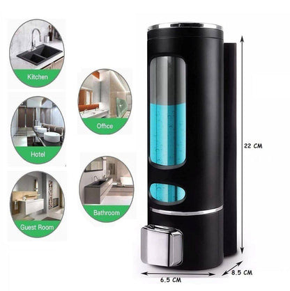Wall Mounted Shampoo Sanitizer Lotion Hand Dish Wash Gel Liquid Soap Dispenser for Bathroom Kitchen (400 Ml, White & Black)