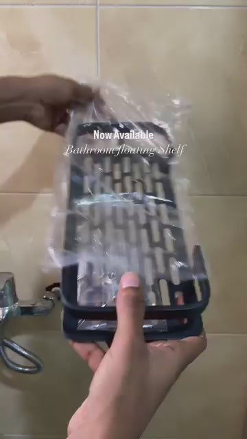 Metal Self-Adhesive Multipurpose Wall-Mounted Shelf (Black) – Pack of 2